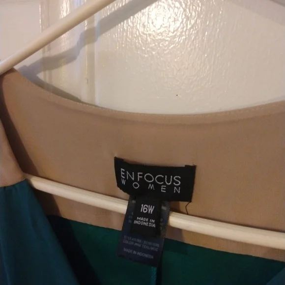 90s Enfocus Women V-Neck Cap Sleeve Tie Waist 2-Toned Midi Plus Size Dress 16W - Picture 2 of 7